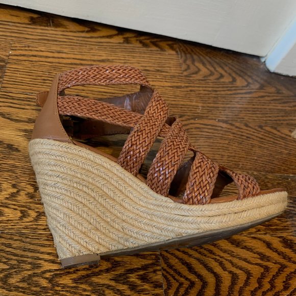 Dolce Vita Brown Braided Leather Wedges - Picture 2 of 4